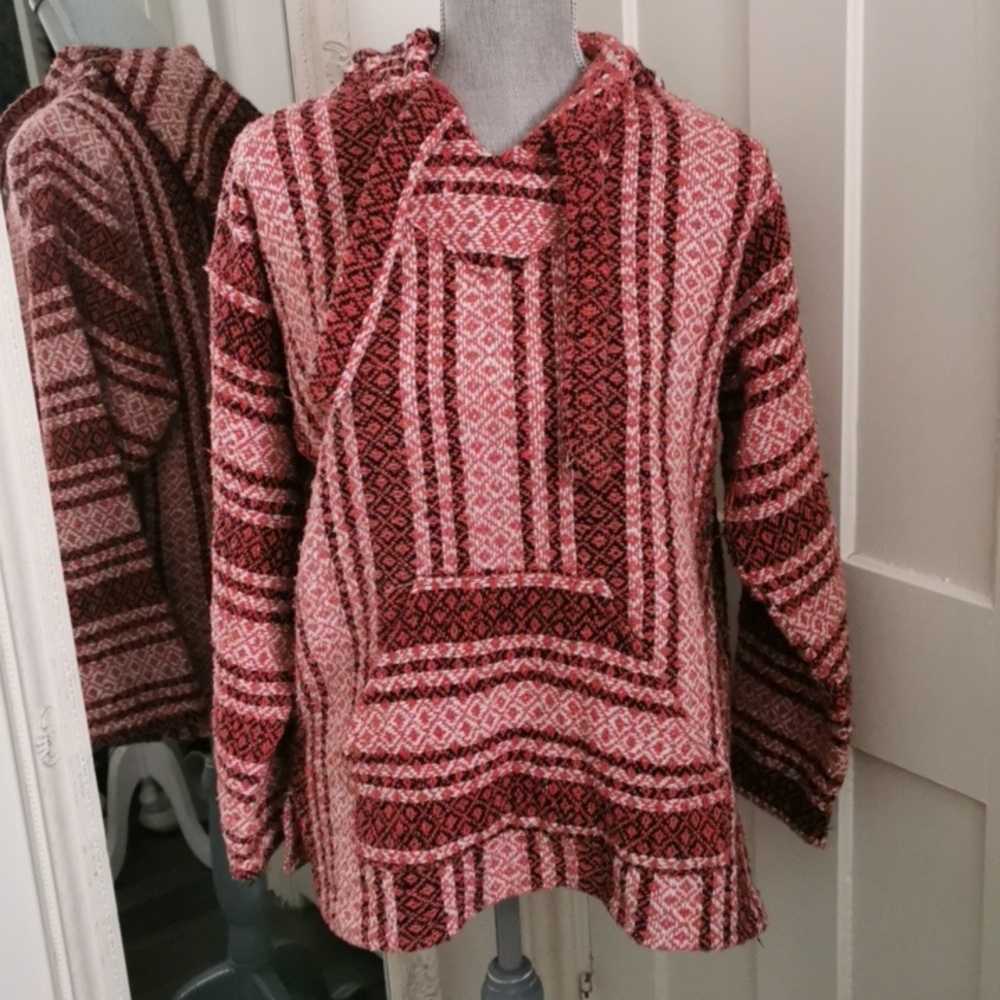Vintage Mexican Baja beachy boho hippie unisex hoodie sweater. Size M